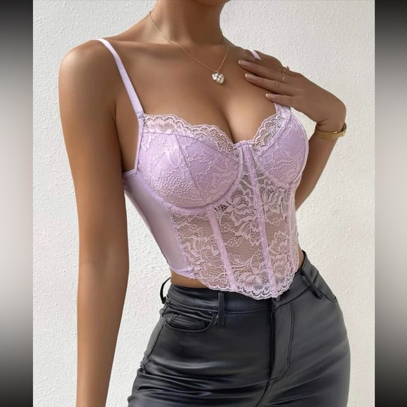 Luxe purple sexy lace cami bustier crop cami top - Picture 5 of 6